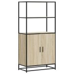 Vidaxl buffet haut ch�ne sonoma 68x35x139 cm bois d'ing�nierie m�tal