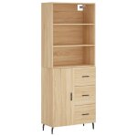 Vidaxl buffet haut ch�ne sonoma 69, 5x34x180 cm bois d'ing�nierie
