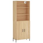 Vidaxl buffet haut ch�ne sonoma 69, 5x34x180 cm bois d'ing�nierie