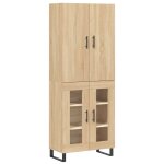 Vidaxl buffet haut ch�ne sonoma 69, 5x34x180 cm bois d'ing�nierie