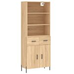 Vidaxl buffet haut chne sonoma 69, 5x34x180 cm bois d'ingnierie