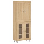 Vidaxl buffet haut ch�ne sonoma 69, 5x34x180 cm bois d'ing�nierie