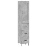 Vidaxl buffet haut gris b�ton 34, 5x34x180 cm bois d'ing�nierie