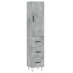 Vidaxl buffet haut gris b�ton 34, 5x34x180 cm bois d'ing�nierie