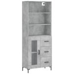 Vidaxl buffet haut gris b�ton 69, 5x34x180 cm bois d'ing�nierie