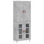 Vidaxl buffet haut gris b�ton 69, 5x34x180 cm bois d'ing�nierie