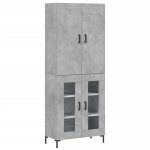 Vidaxl buffet haut gris b�ton 69, 5x34x180 cm bois d'ing�nierie