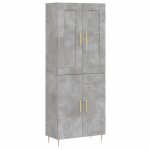 Vidaxl buffet haut gris b�ton 69, 5x34x180 cm bois d'ing�nierie