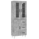 Vidaxl buffet haut gris b�ton 69, 5x34x180 cm bois d'ing�nierie