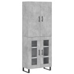 Vidaxl buffet haut gris b�ton 69, 5x34x180 cm bois d'ing�nierie