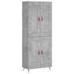 Vidaxl buffet haut gris b�ton 69, 5x34x180 cm bois d'ing�nierie