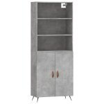 Vidaxl buffet haut gris b�ton 69, 5x34x180 cm bois d'ing�nierie