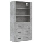 Vidaxl buffet haut gris bton bois d'ingnierie