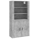 Vidaxl buffet haut gris b�ton bois d'ing�nierie