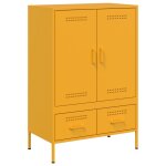Vidaxl buffet haut jaune moutarde 68x39x101, 5 cm acier