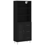 Vidaxl buffet haut noir 69, 5x34x180 cm bois d'ing�nierie