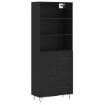 Vidaxl buffet haut noir 69, 5x34x180 cm bois d'ing�nierie