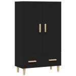 Vidaxl buffet haut noir 70x31x115 cm bois d'ingnierie