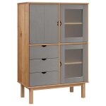 Vidaxl buffet haut otta marron et gris 85x43x125 cm bois massif de pin