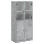 Vidaxl buffet haut avec portes gris b�ton 68x37x142 cm bois ing�nierie