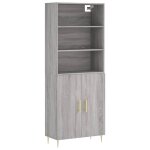 Vidaxl buffet haut sonoma gris 69, 5x34x180 cm bois d'ing�nierie