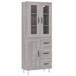 Vidaxl buffet haut sonoma gris 69, 5x34x180 cm bois d'ing�nierie