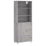 Vidaxl buffet haut sonoma gris 69, 5x34x180 cm bois d'ing�nierie