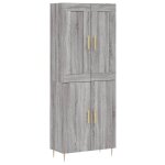 Vidaxl buffet haut sonoma gris 69, 5x34x180 cm bois d'ing�nierie