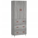 Vidaxl buffet haut sonoma gris 69, 5x34x180 cm bois d'ing�nierie