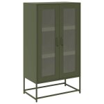Vidaxl buffet haut vert olive 68x39x123 cm acier