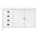 Vidaxl buffet hill blanc 130x40x80 cm bois de pin solide
