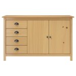 Vidaxl buffet hill marron miel 130x40x80 cm bois de pin solide