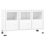 Vidaxl buffet industriel blanc 105x35x62 cm mtal et verre