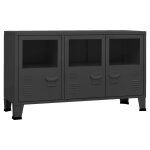 Vidaxl buffet industriel noir 105x35x62 cm m�tal et verre