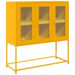 Vidaxl buffet jaune moutarde 100, 5x39x107 cm acier lamin� � froid