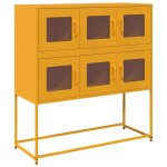 Vidaxl buffet jaune moutarde 100, 5x39x107 cm acier lamin� � froid