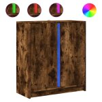 Vidaxl buffet avec led ch�ne fum� 77x34x85 cm bois d'ing�nierie