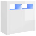 Vidaxl buffet avec lumires led blanc brillant 80x35x75 cm