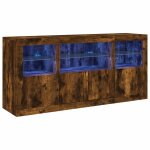 Vidaxl buffet avec lumi�res led ch�ne fum� 142, 5x37x67 cm