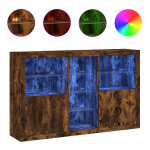 Vidaxl buffet avec lumi�res led ch�ne fum� 162x37x100 cm