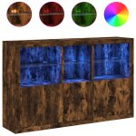 Vidaxl buffet avec lumires led chne fum 162x37x100 cm