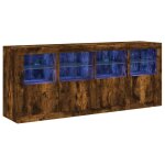 Vidaxl buffet avec lumi�res led ch�ne fum� 163x37x67 cm