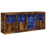 Vidaxl buffet avec lumi�res led ch�ne fum� 164x37x67 cm