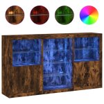 Vidaxl buffet avec lumi�res led ch�ne fum� 181, 5x37x100 cm