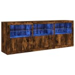 Vidaxl buffet avec lumi�res led ch�ne fum� 181, 5x37x67 cm
