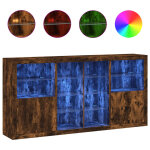 Vidaxl buffet avec lumi�res led ch�ne fum� 202x37x100 cm