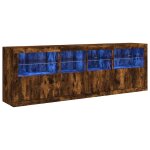 Vidaxl buffet avec lumi�res led ch�ne fum� 202x37x67 cm