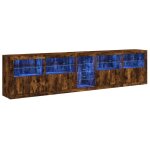 Vidaxl buffet avec lumi�res led ch�ne fum� 283x37x67 cm