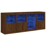 Vidaxl buffet avec lumires led chne marron 164x37x67 cm