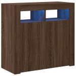 Vidaxl buffet avec lumi�res led ch�ne marron 80x35x75 cm